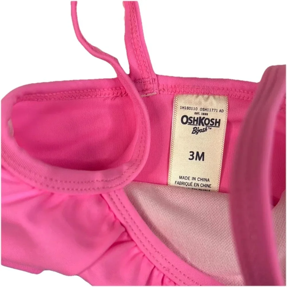 OshKosh B'gosh Baby Girls Pink & Blue Ruffled Bikini‎ Swimsuit Size 3 Months NWT